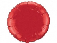 FM 18" круг Красный без рисунка фольгированный шар