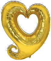 FM фигура большая 901500 Сердце в сердце с хвостиком Фольга золото
